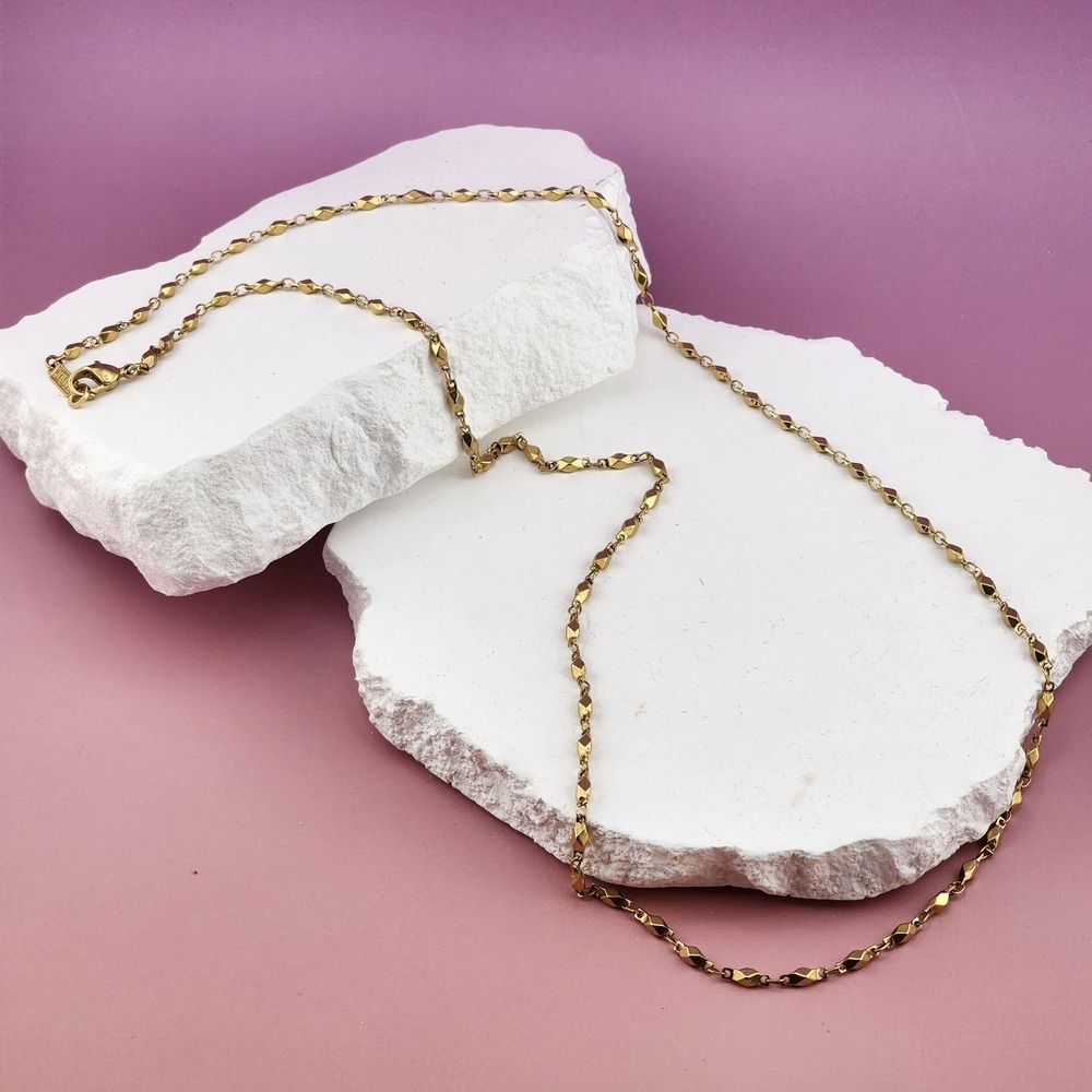 Napier Gold Tone Faceted Link Chain Necklace Geometric Minimalist Layering 16in